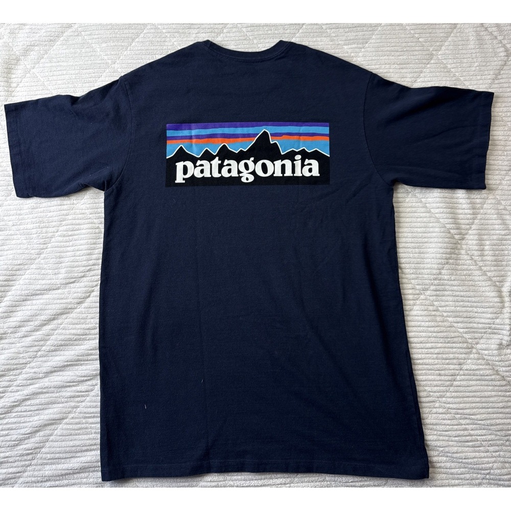 Patagonia Organic Cotton Charcoal Men's Small Blue Regular Fit Graphic T-Shirt